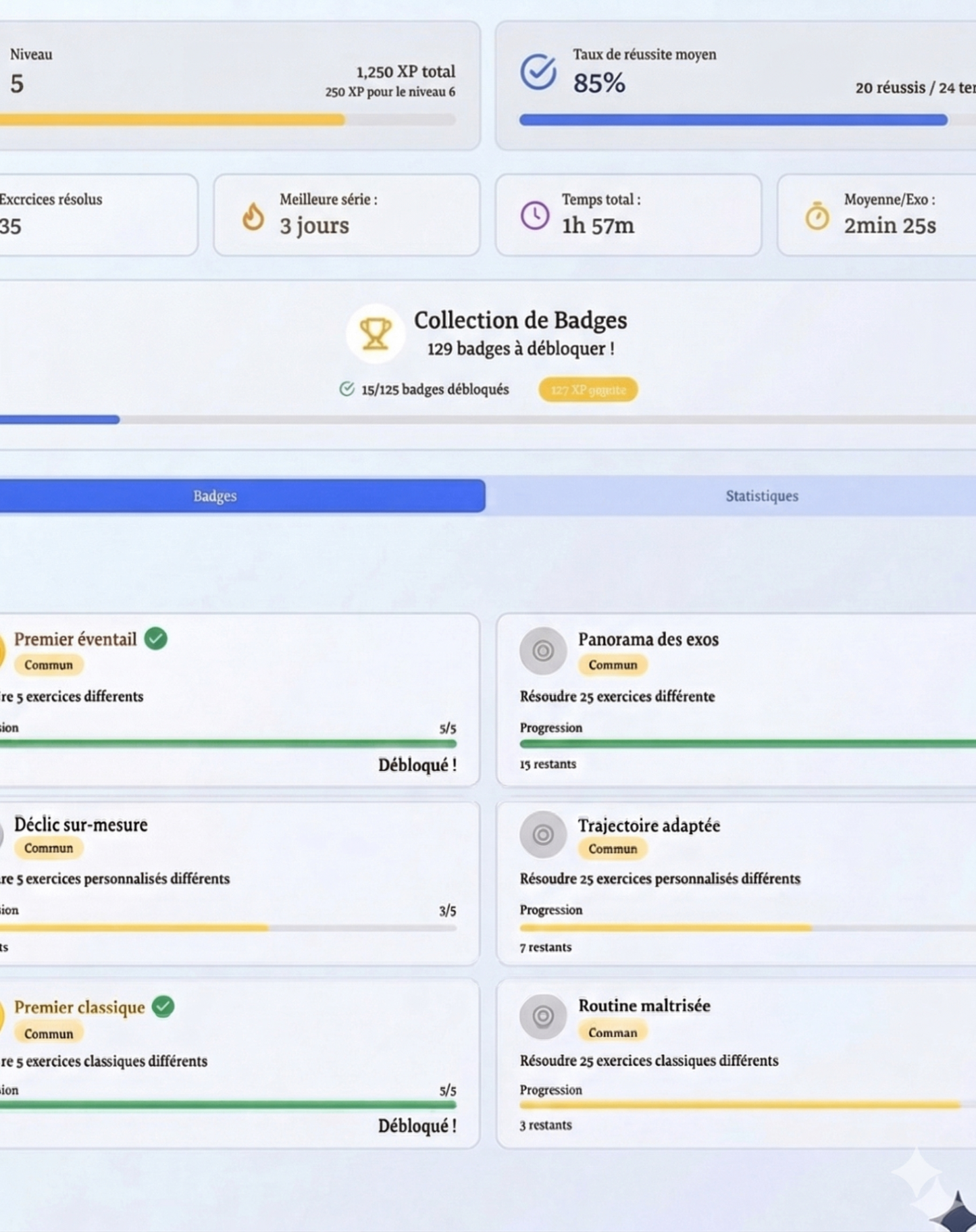 Capture d'écran MyTrainia : Gamification motivante
